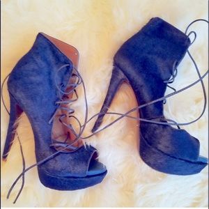 Shutz Leather Navy Dark Blue Heels